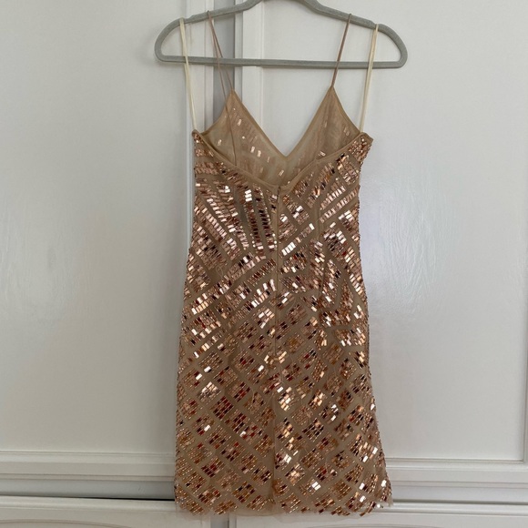 Basix Black Label New Years Champagne Spaghetti Strap Mirror Dress - Picture 3 of 10